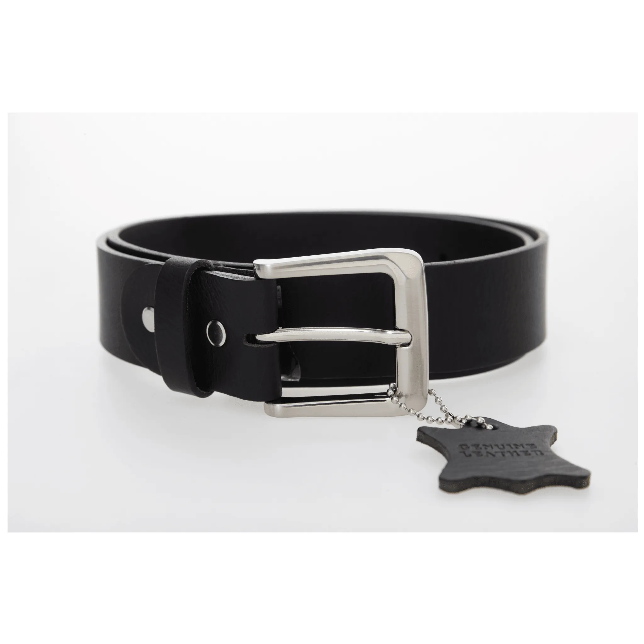 30mm | Black Leather Belt | Short Buckle