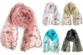 Allover Sheer Rose Lace Oversized Scarf