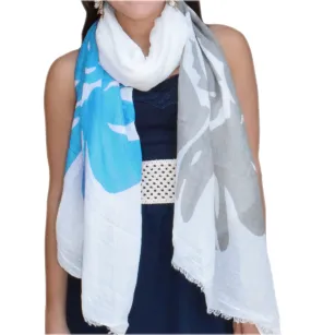 Aqua Flower Peach Couture Classic faded nature tree floral boho fringe scarf shawl wrap