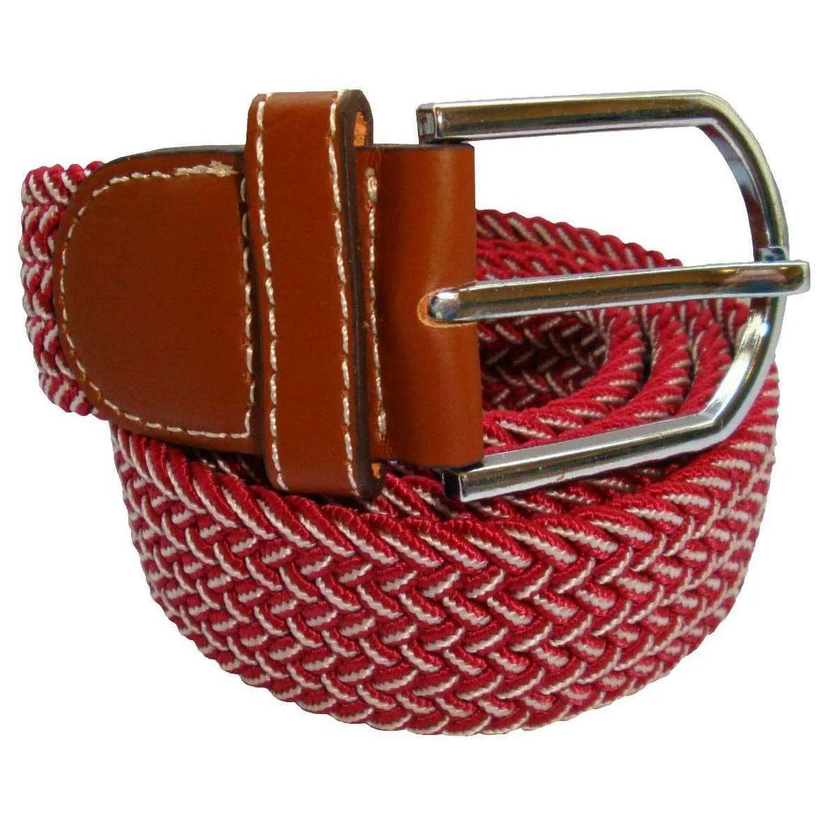 Bassin and Brown Chevron Woven Belt - Red/White