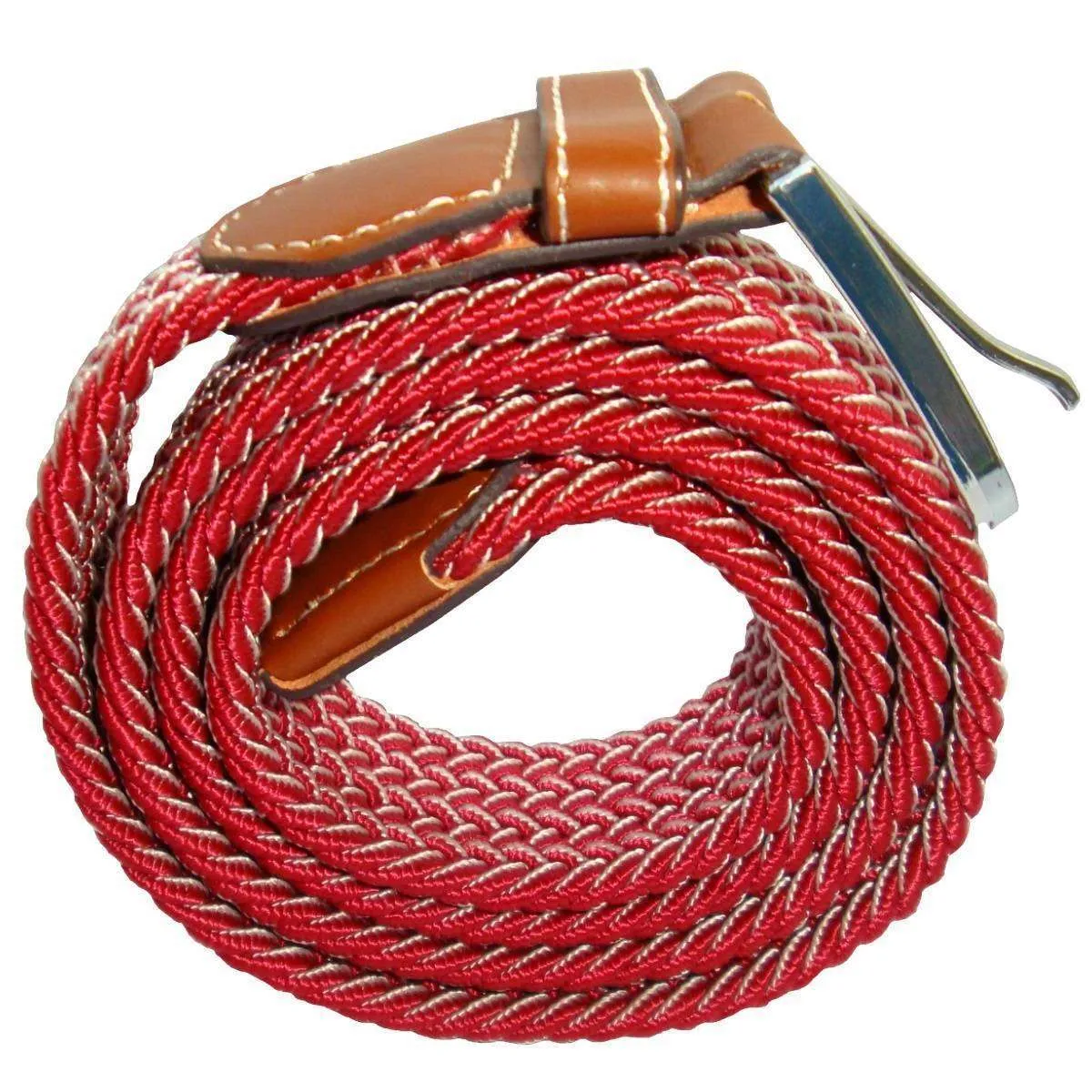 Bassin and Brown Chevron Woven Belt - Red/White