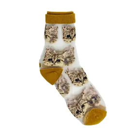 Cat Mesh Socks - Goldenrod