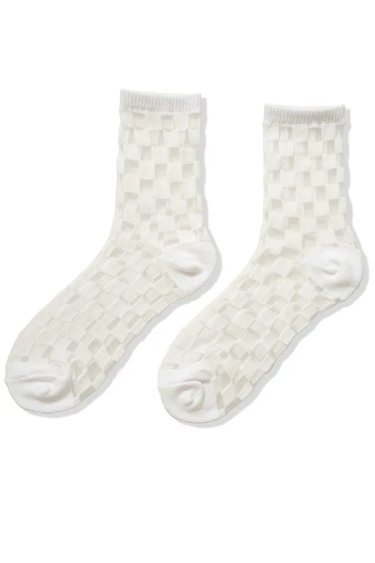 Checkered Sheer Mesh Socks