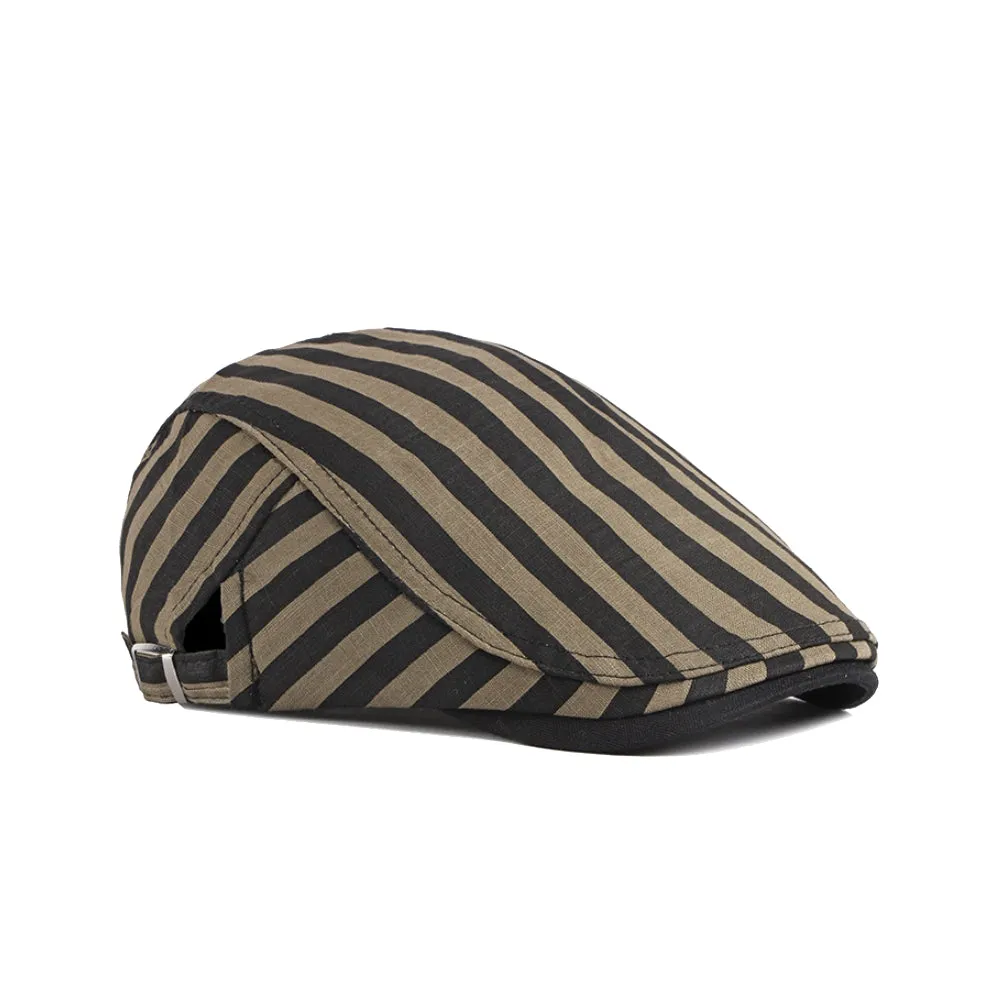 Cotton Striped Ivy Newsboy Cap Cabbie Gatsby Golf Beret Hat YZ30107