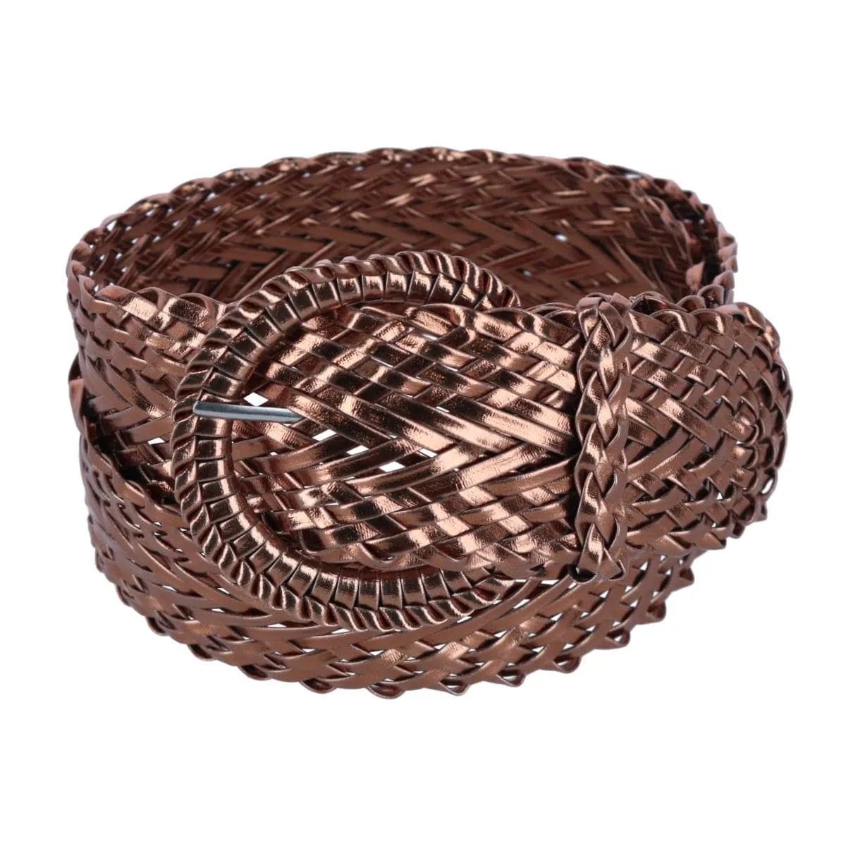 CTM® Women's Braided Wide Belt with Matching Buckle