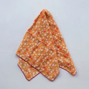 Ditsy Floral Print Square Scarf in Orange