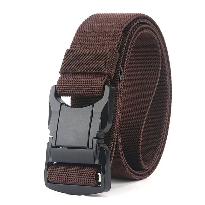 Elastic Belt Men Aluminum Alloy Black Pluggable Buckle Tactical Belts Breathable Comfortable Nylon Male Jeans Belt High Quality