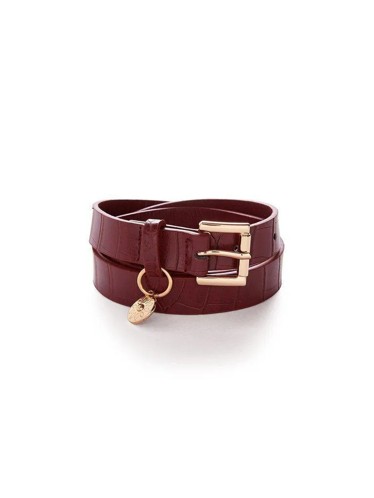 Embossed Crocodile Skinny Belt