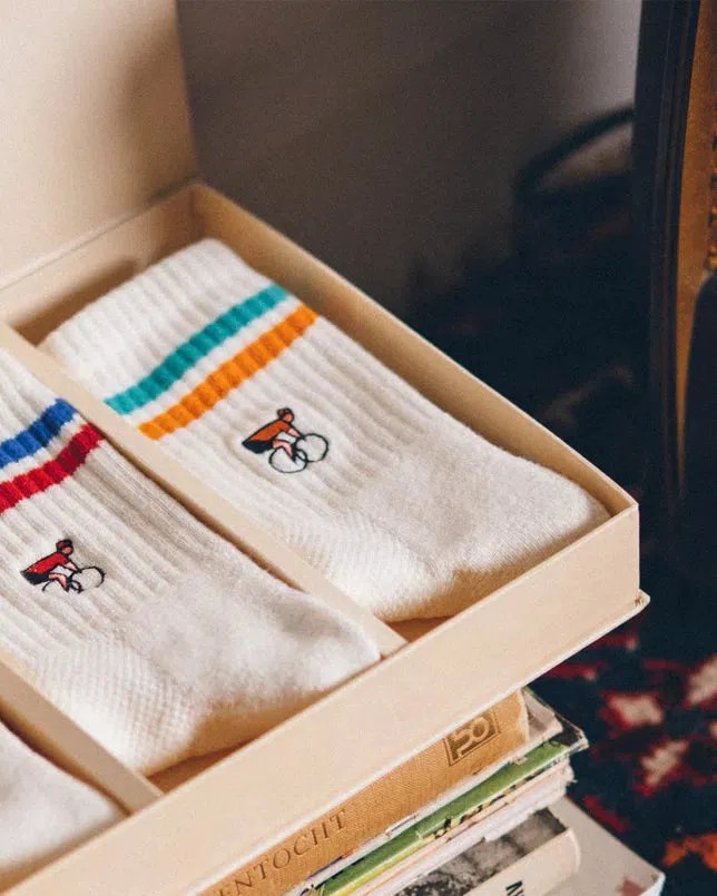 ERSTWHILE Socks Amateur - Ivory/Green/Orange