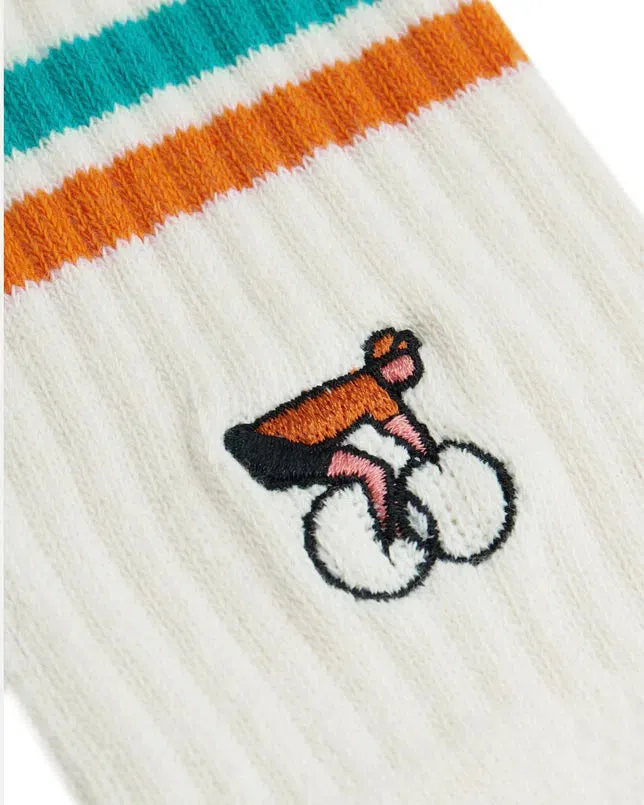 ERSTWHILE Socks Amateur - Ivory/Green/Orange