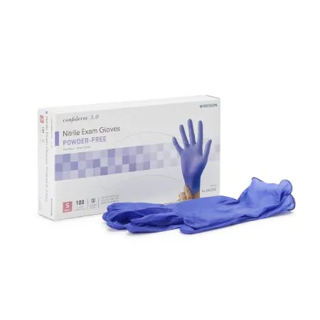 Exam Glove Confiderm® 3.0 Small NonSterile Nitrile Standard Cuff Length Textured Fingertips Blue Not Rated - McKesson Brand Mfr# 14-6N32EC