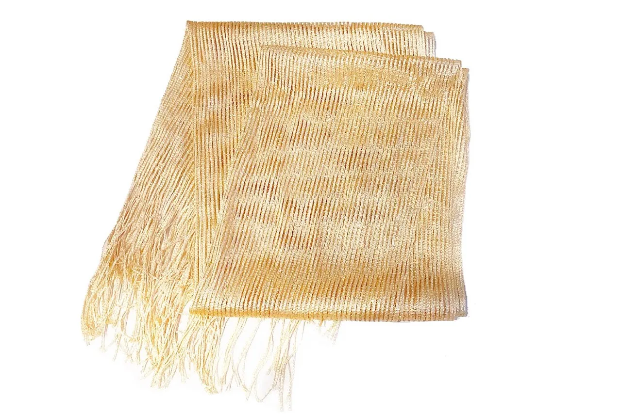 Golden Sheer Fringed Scarf