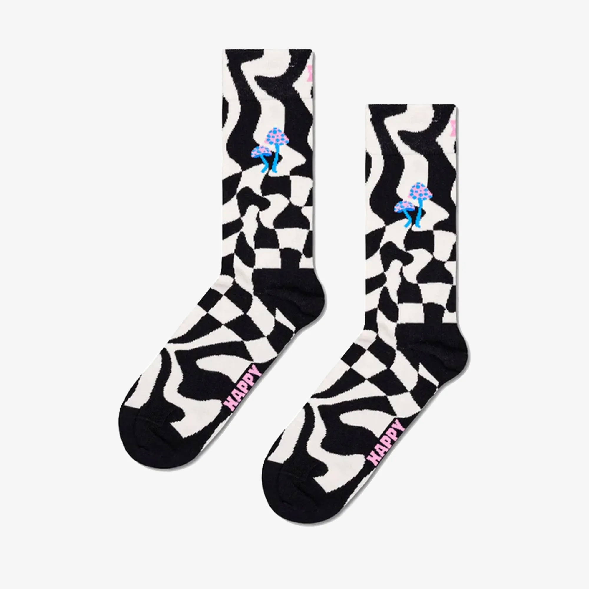 Happy Socks | DISTORTED CHECK SOCK  { BLACK