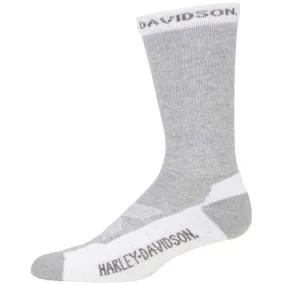 Harley-Davidson Men's Core Moisture Wicking Riding Crew Socks, Gray/White D99288470-100