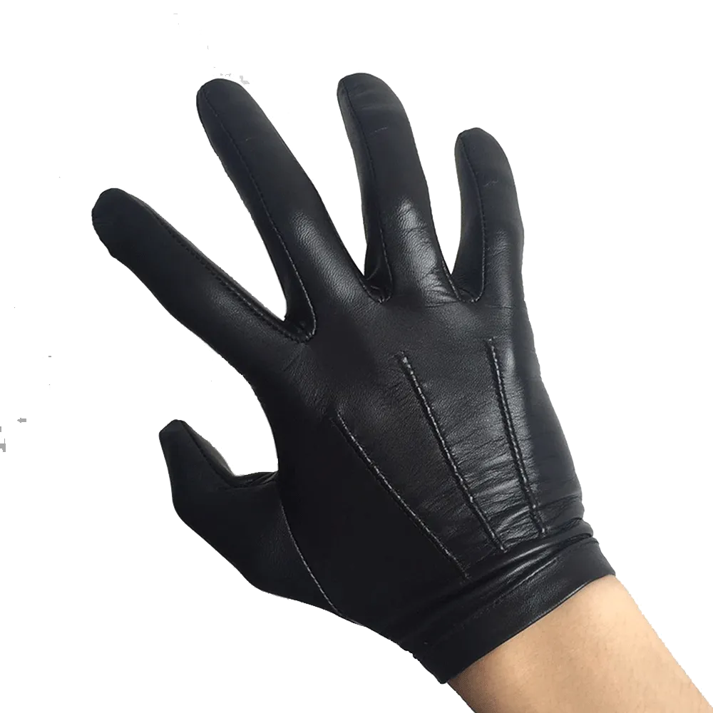 Highshine Unlined Wrist Button One Whole Piece of Sheep Leather Touch Screen Winter Gloves for Men Black and brown