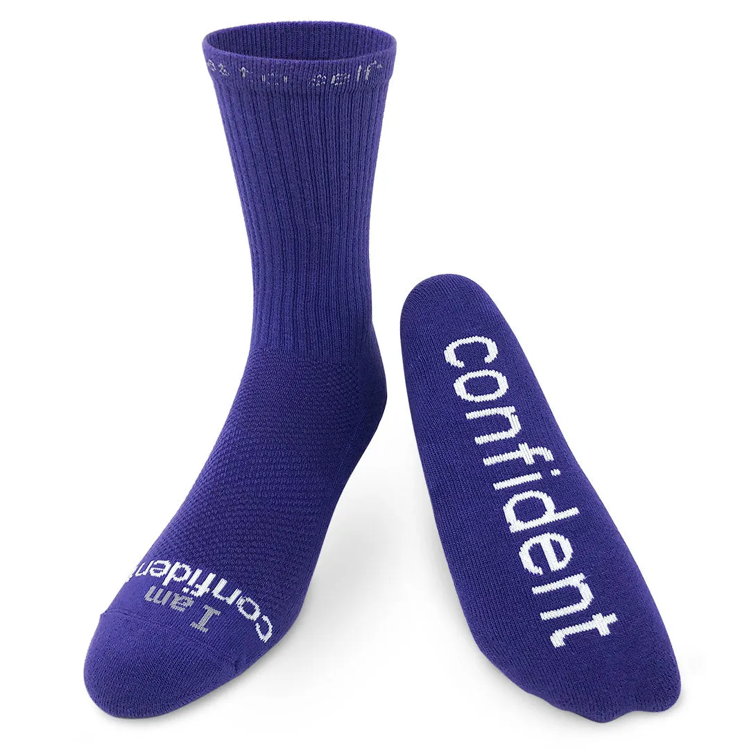 I am confident® purple crew socks