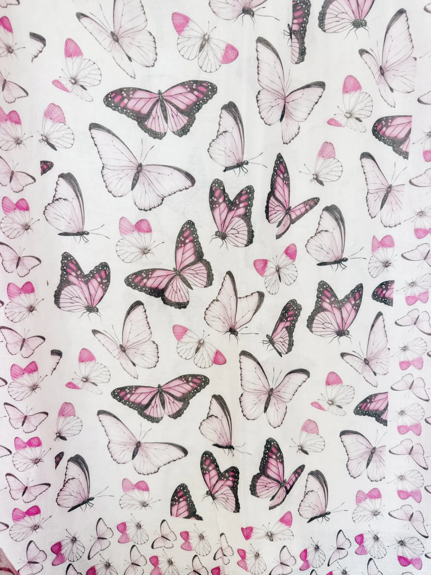 JC071193 Pink-Multi Butterfly Border-Detailed Scarf