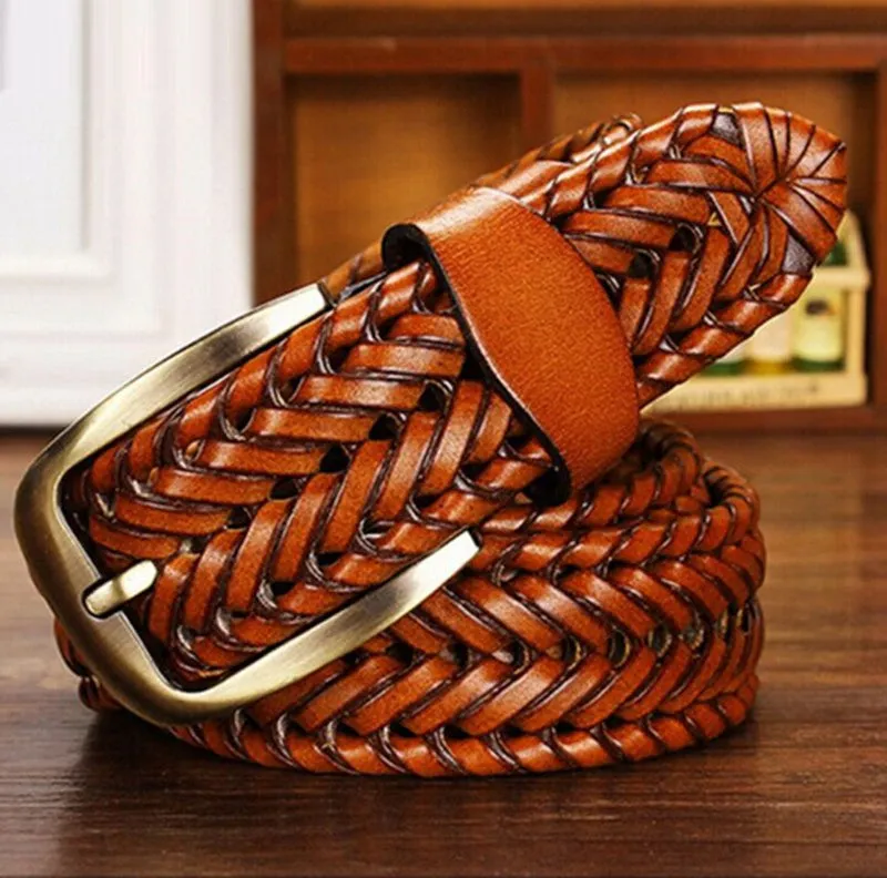 Leather Woven Style Men Belt