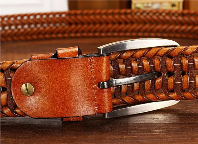 Leather Woven Style Men Belt