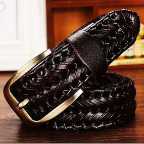 Leather Woven Style Men Belt