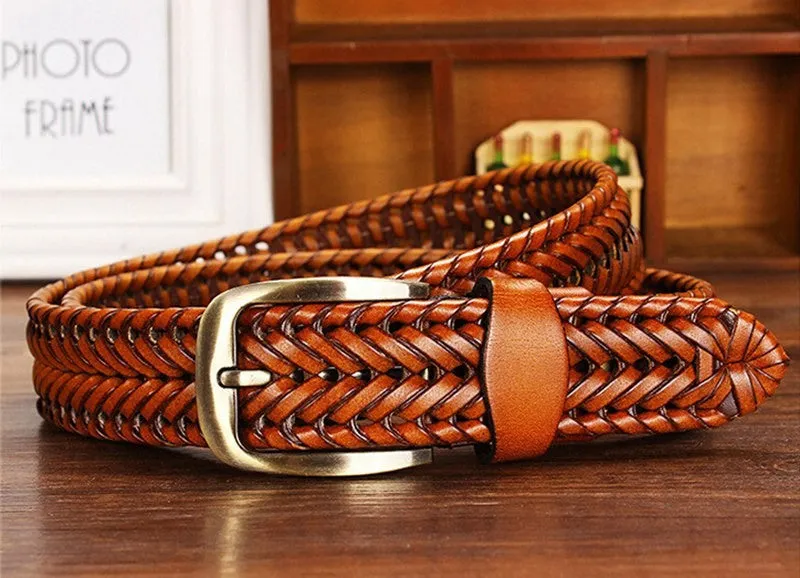 Leather Woven Style Men Belt