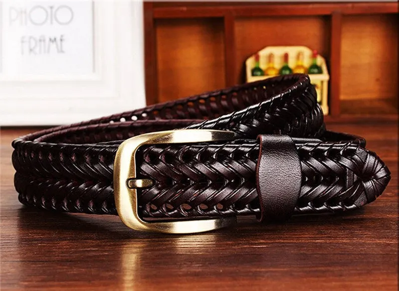 Leather Woven Style Men Belt