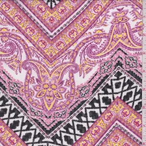 Magenta Deco Chevron Leno Chiffon Fabric