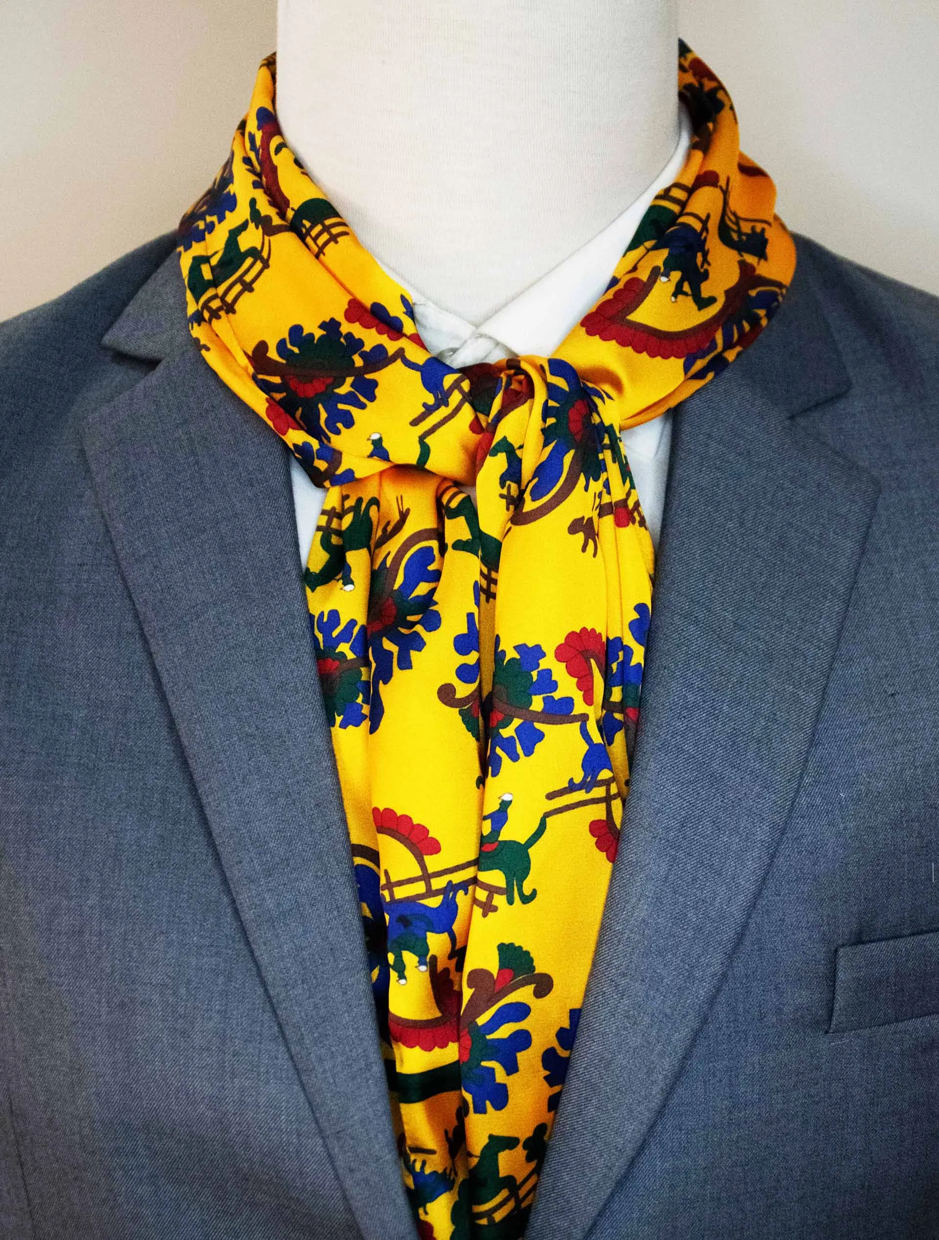 Mustard Paisley and Floral - Silk Men Scarves