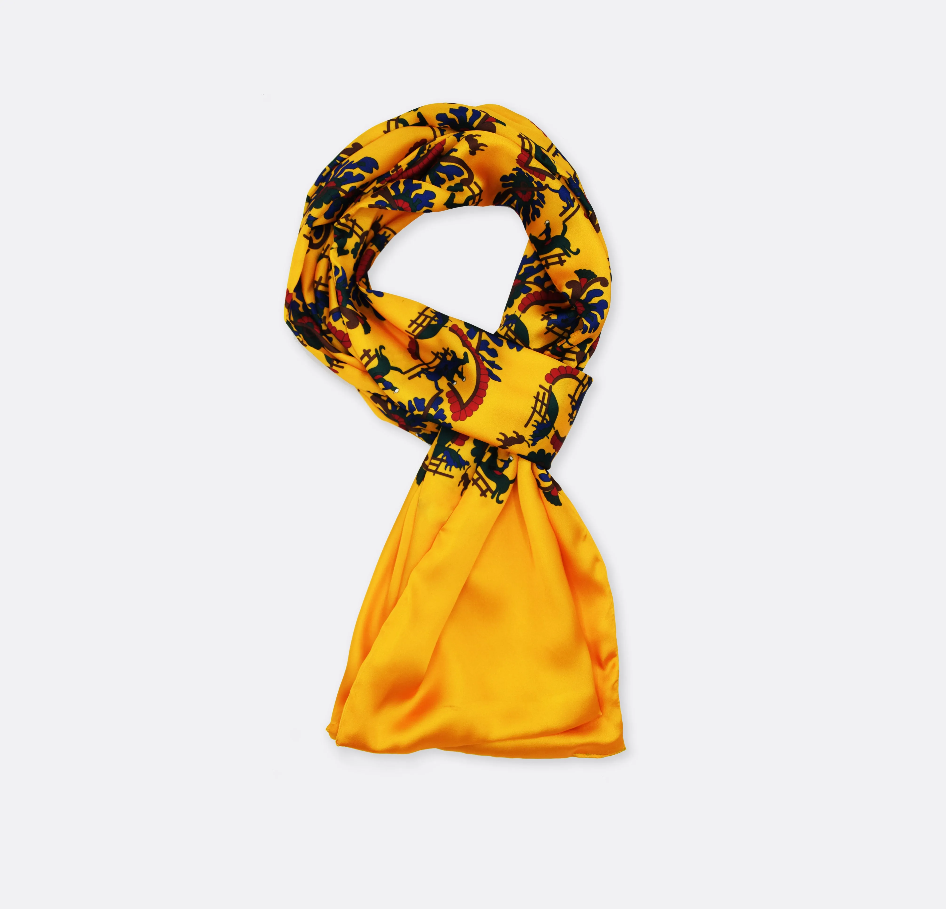 Mustard Paisley and Floral - Silk Men Scarves