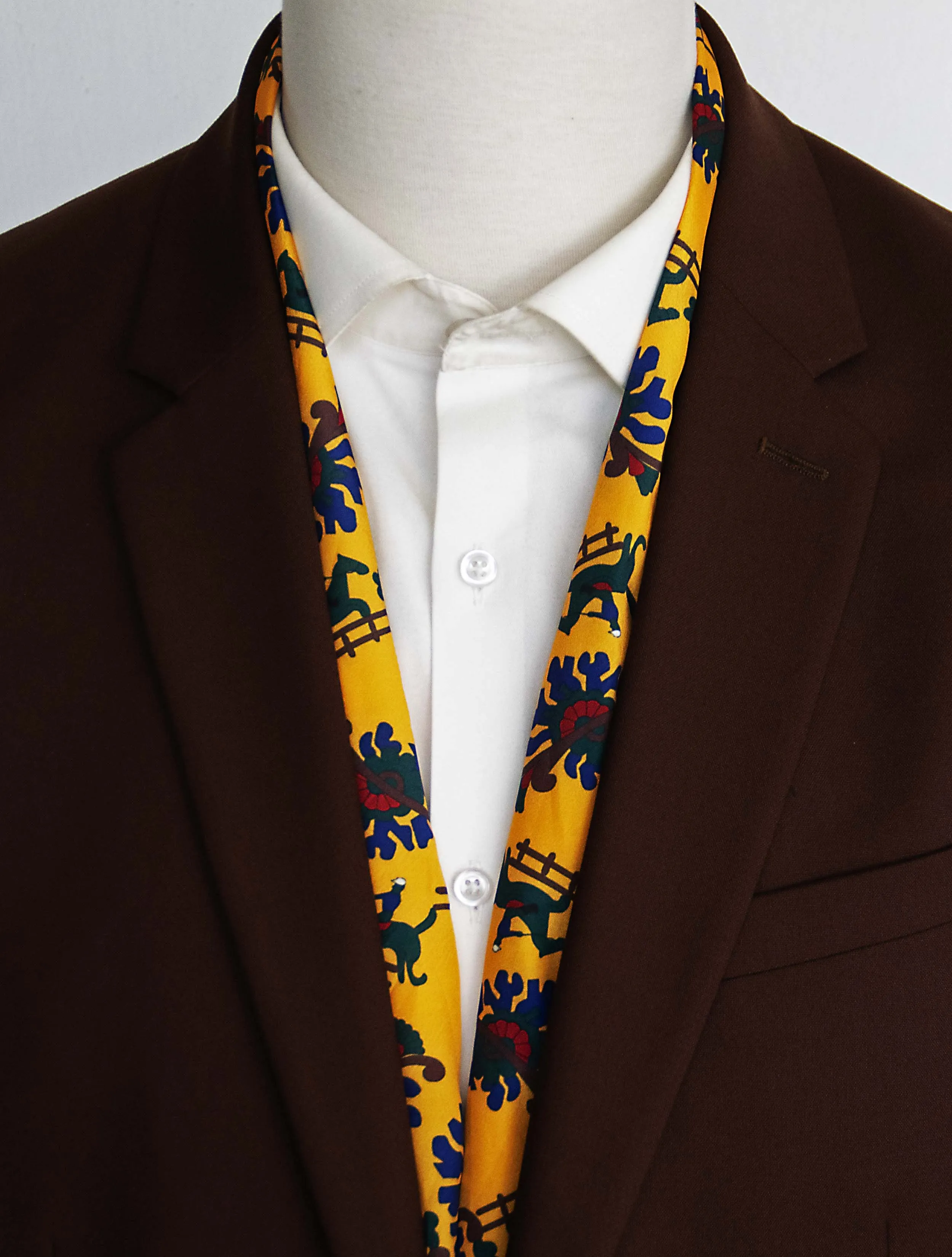 Mustard Paisley and Floral - Silk Men Scarves