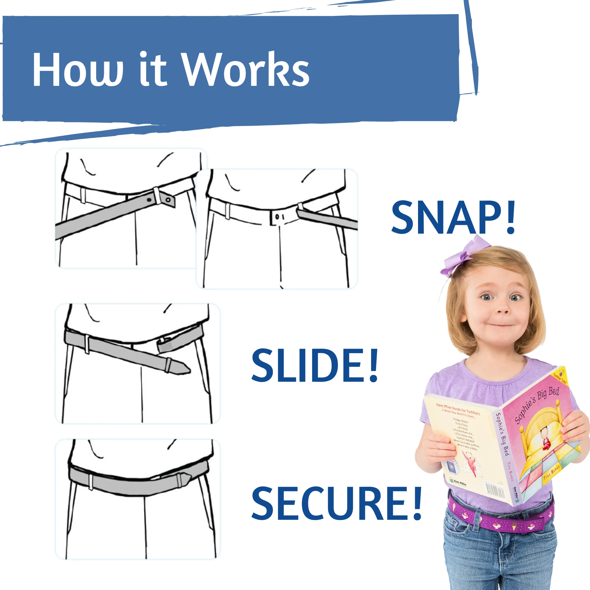 MYSELF BELTS - Train Print Easy Velcro Belt For Toddlers/Kids