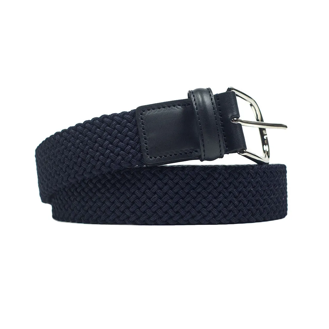 Navy Intreccio "tubo" tubular elastic woven belt