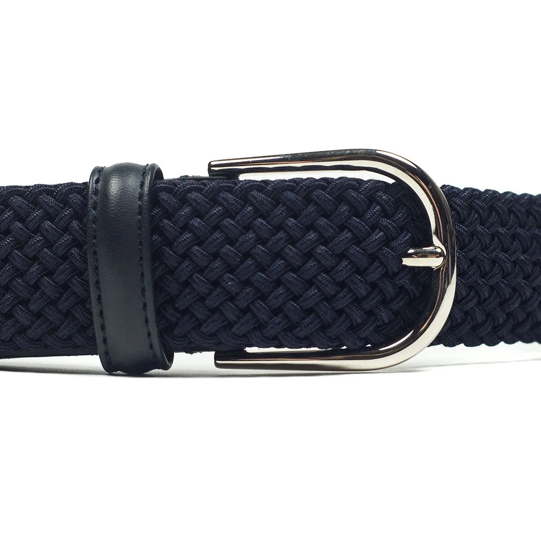 Navy Intreccio "tubo" tubular elastic woven belt