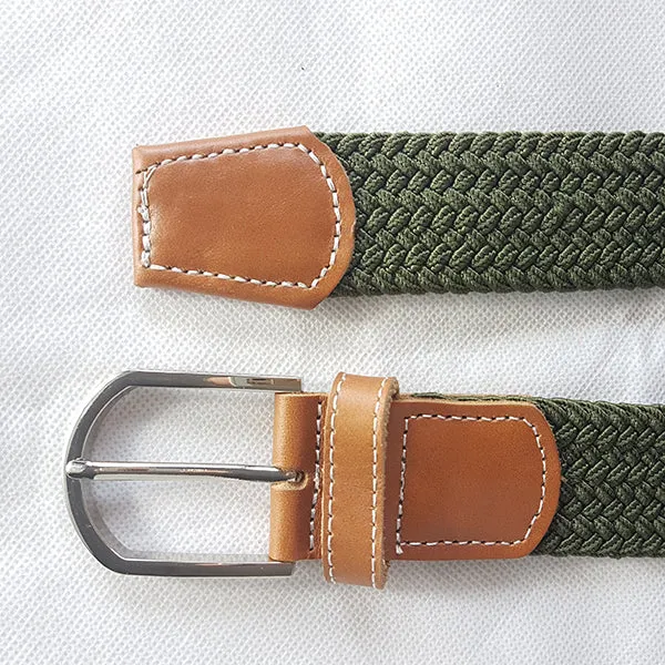 OSCAR - Mens Olive Woven Cotton Elastic Belt