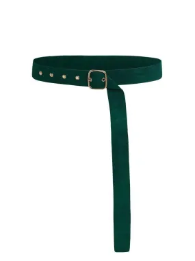 Square Buckle Eyelet Suede Belt