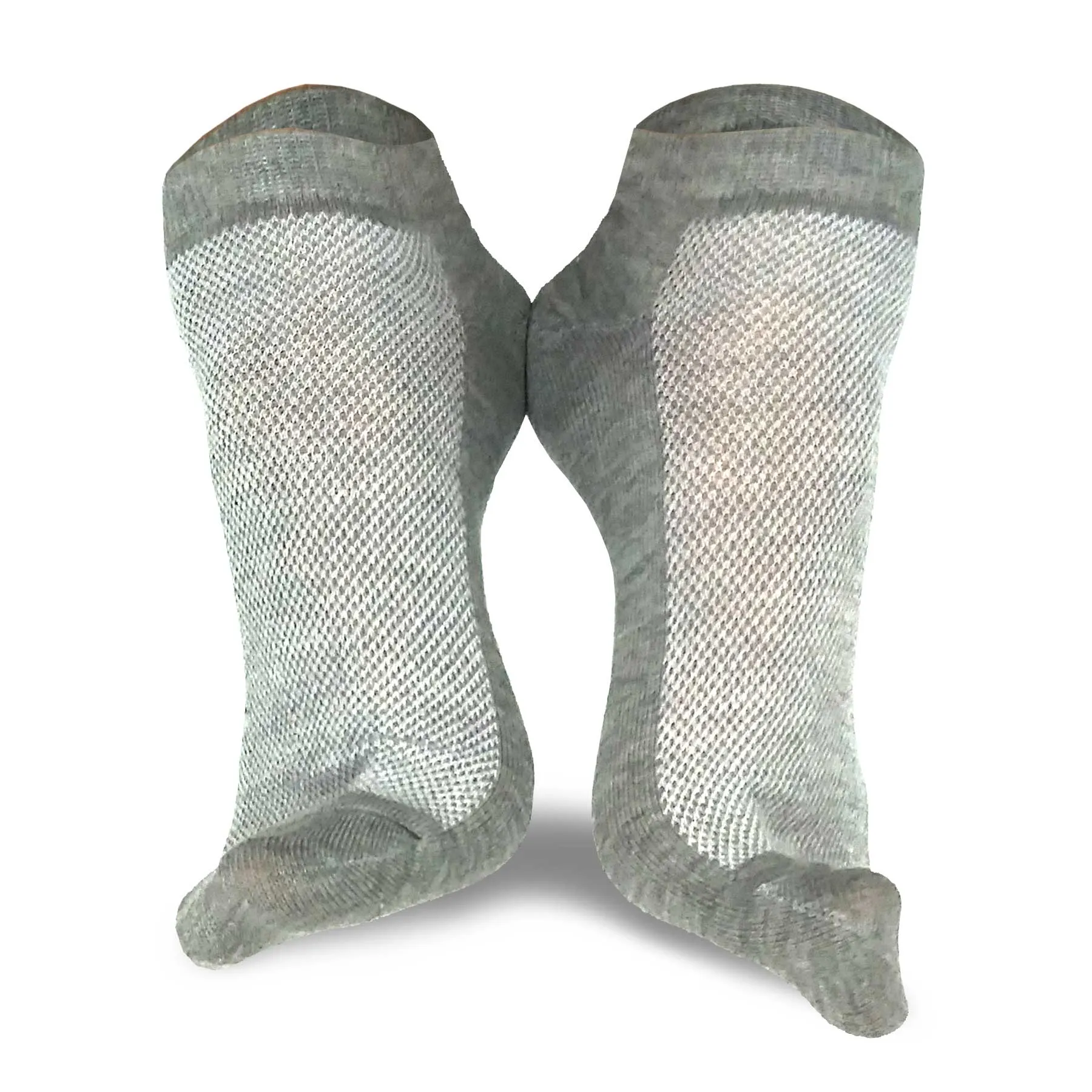 TeeHee Socks Men's Casual Polyester No Show Black, Heather Grey 12-Pack (11051)