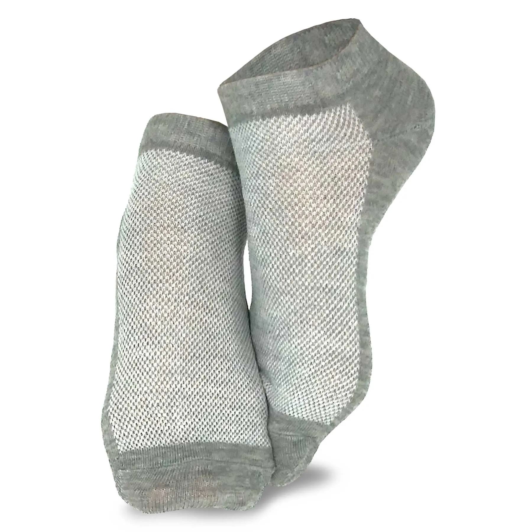 TeeHee Socks Men's Casual Polyester No Show Black, Heather Grey 12-Pack (11051)