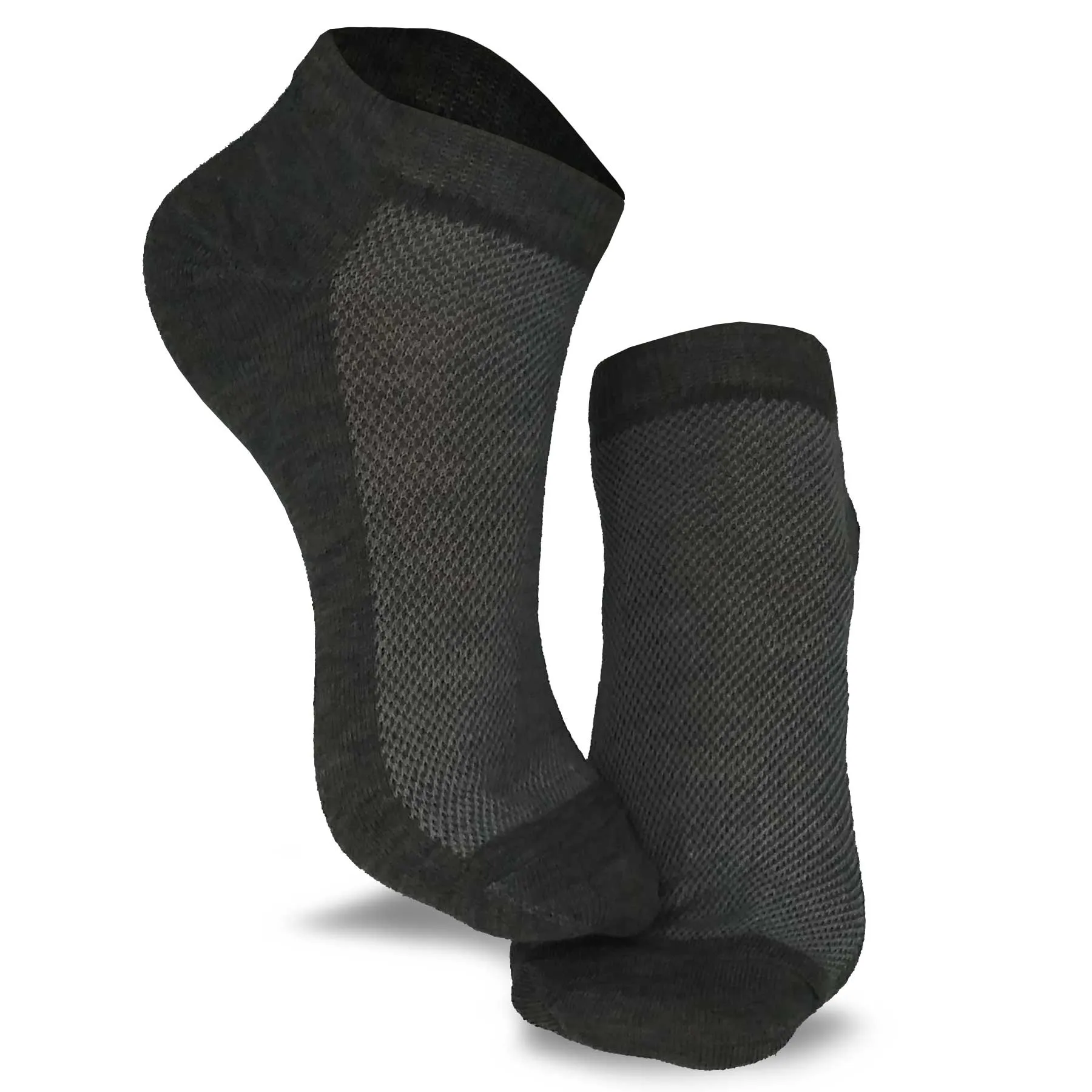 TeeHee Socks Men's Casual Polyester No Show Black, Heather Grey 12-Pack (11051)