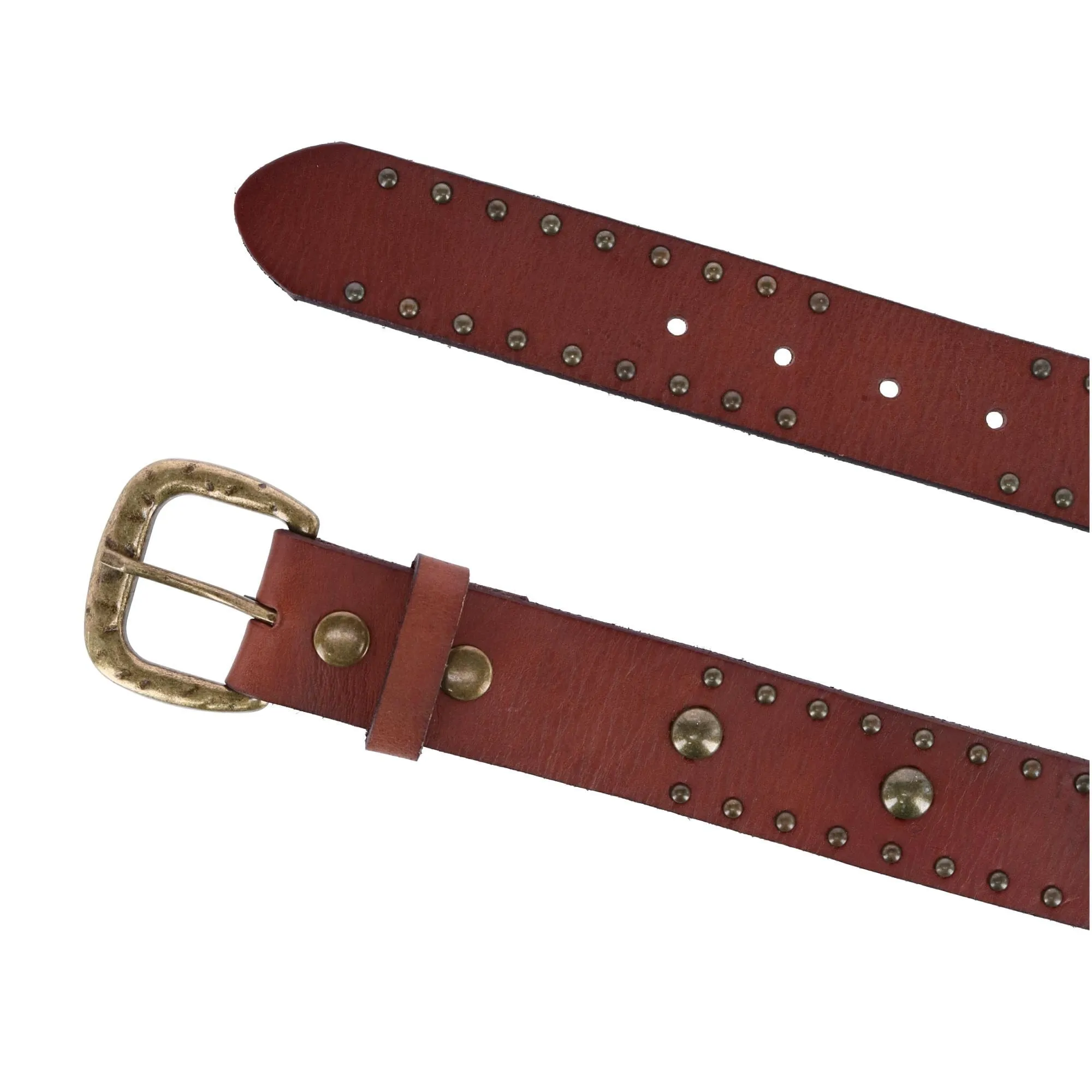 Toneka Women's Bridle Belt with Antique Brass Studs