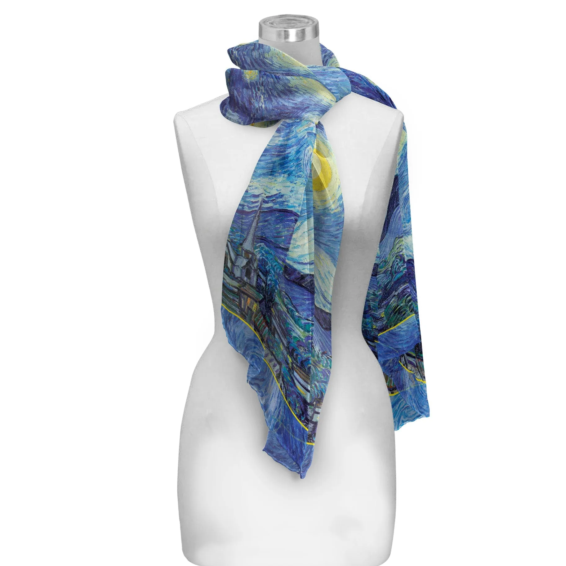 van Gogh Starry Night Silky-soft Polyester Sheer Long Scarf