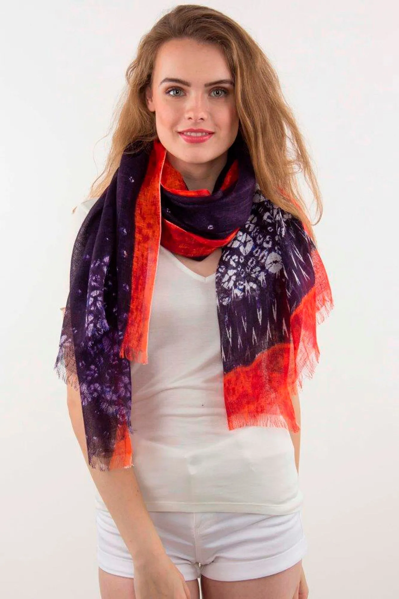 Violet Red Contemporary Linen Scarf