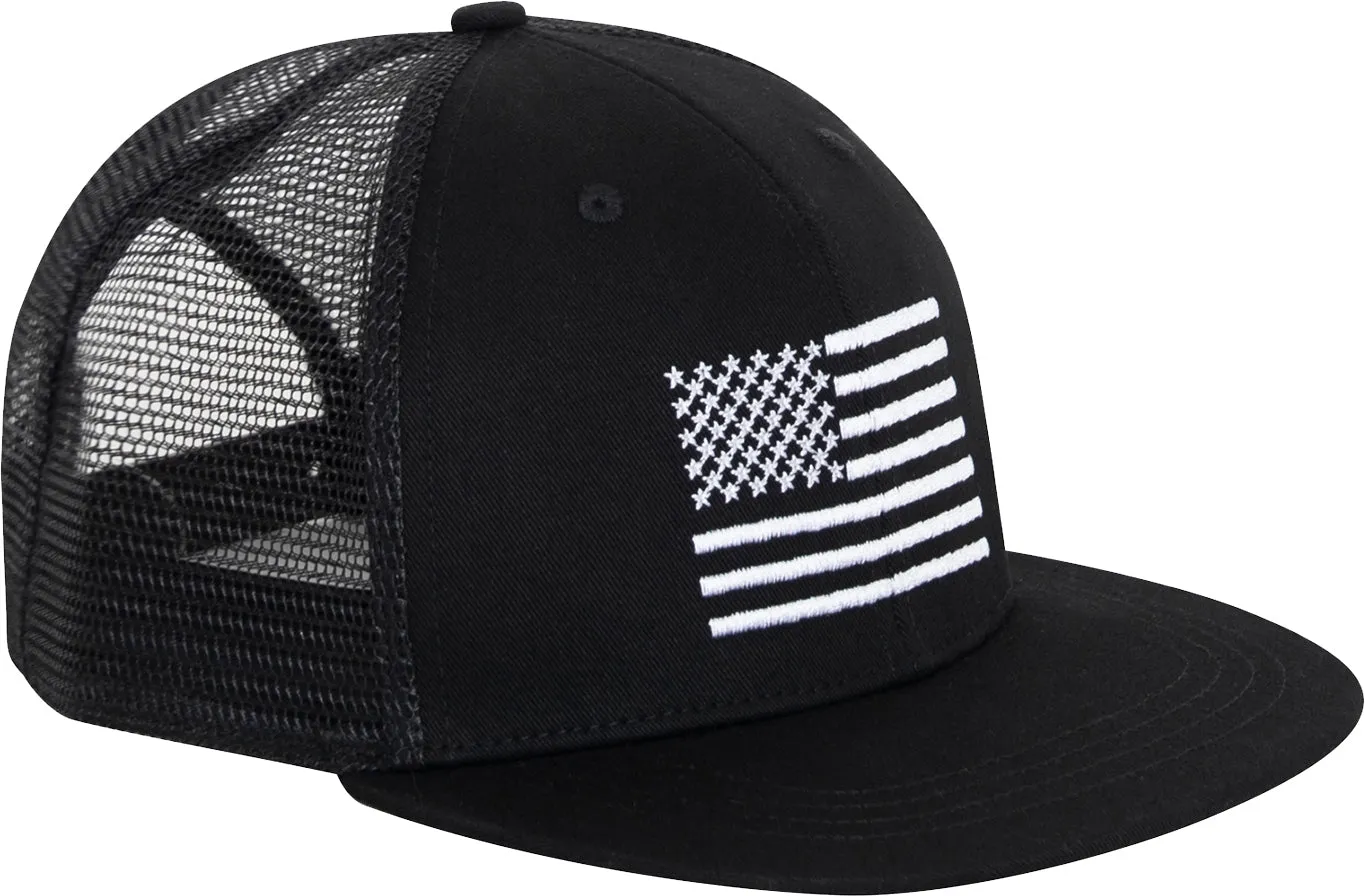 White / Black US Flag Trucker Cap