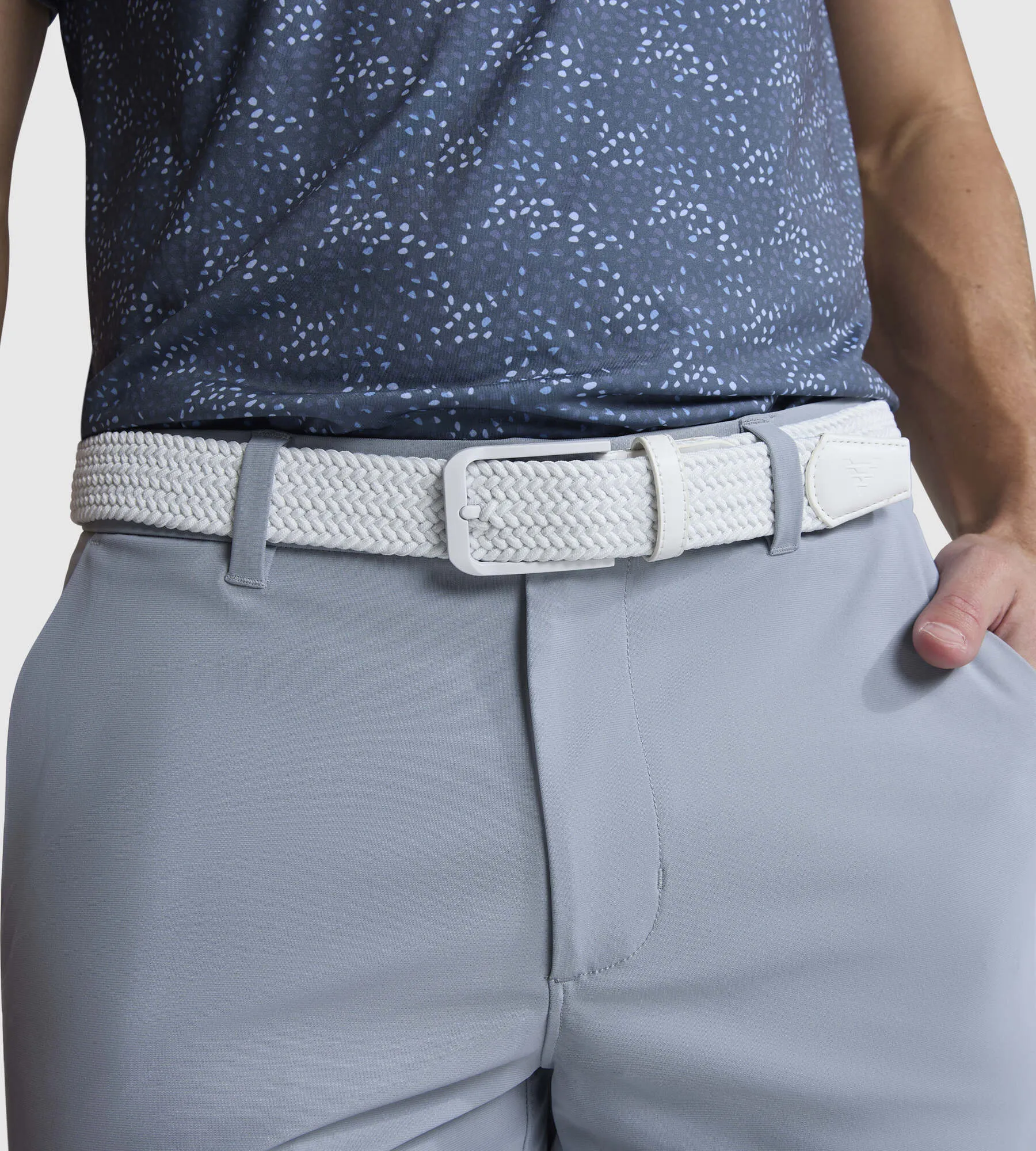 WHITE WOVEN STRETCH BELT