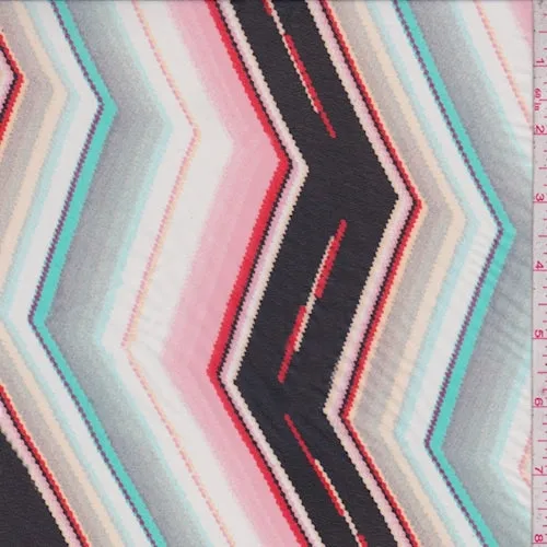 White/Day Glo Pink/Black Chevron Chiffon Fabric