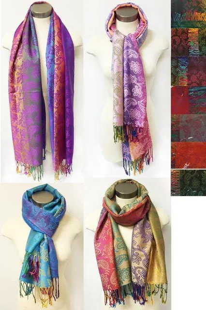 wholesale multi-colors paisley floral pashmina Case of 12