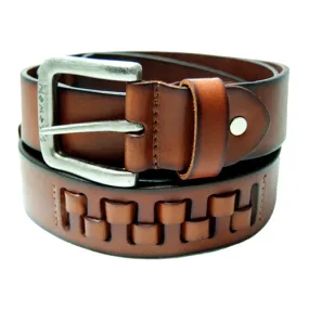 Woven Khaki Leather Belt