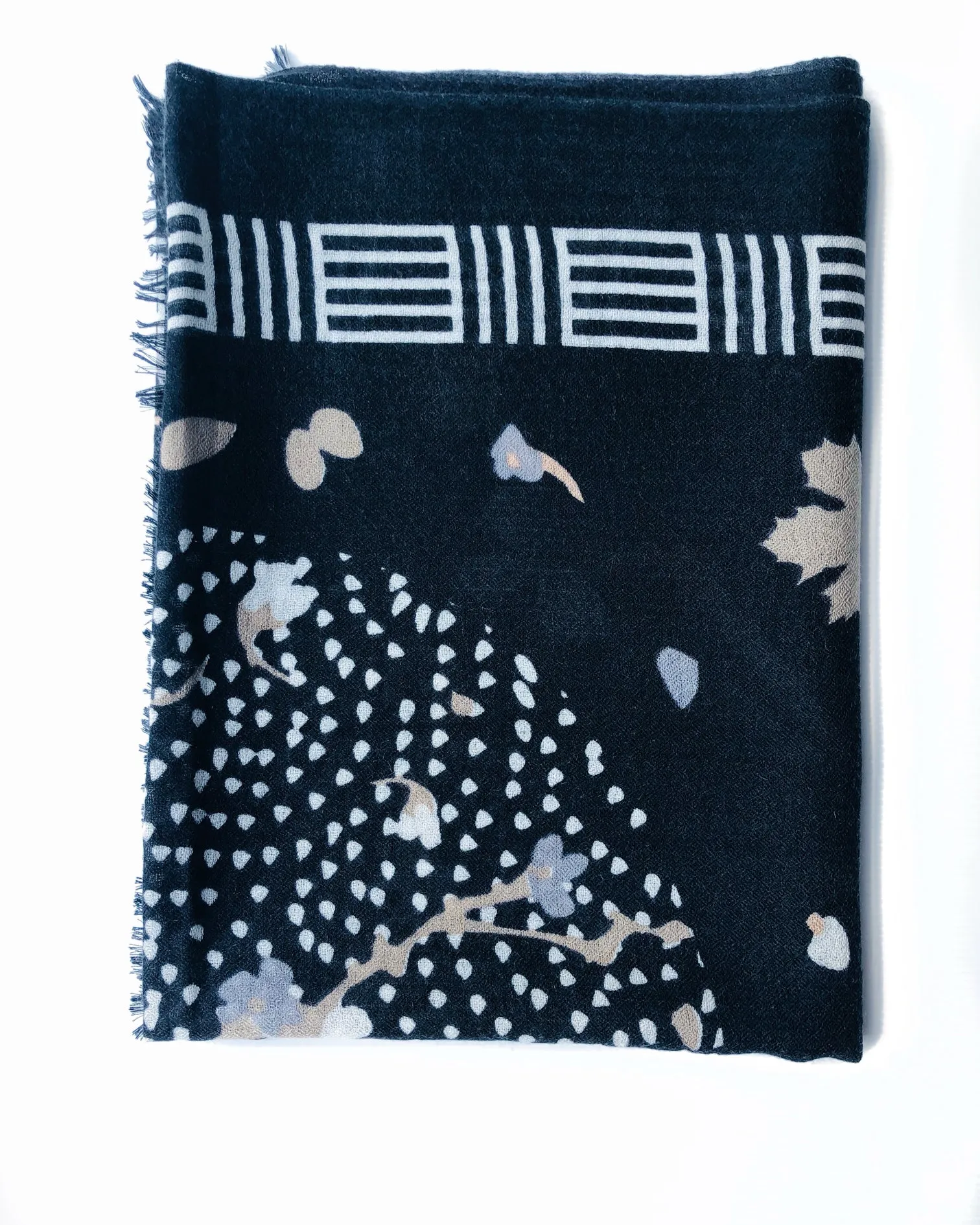 Zen Garden Black 100% Cashmere Scarf